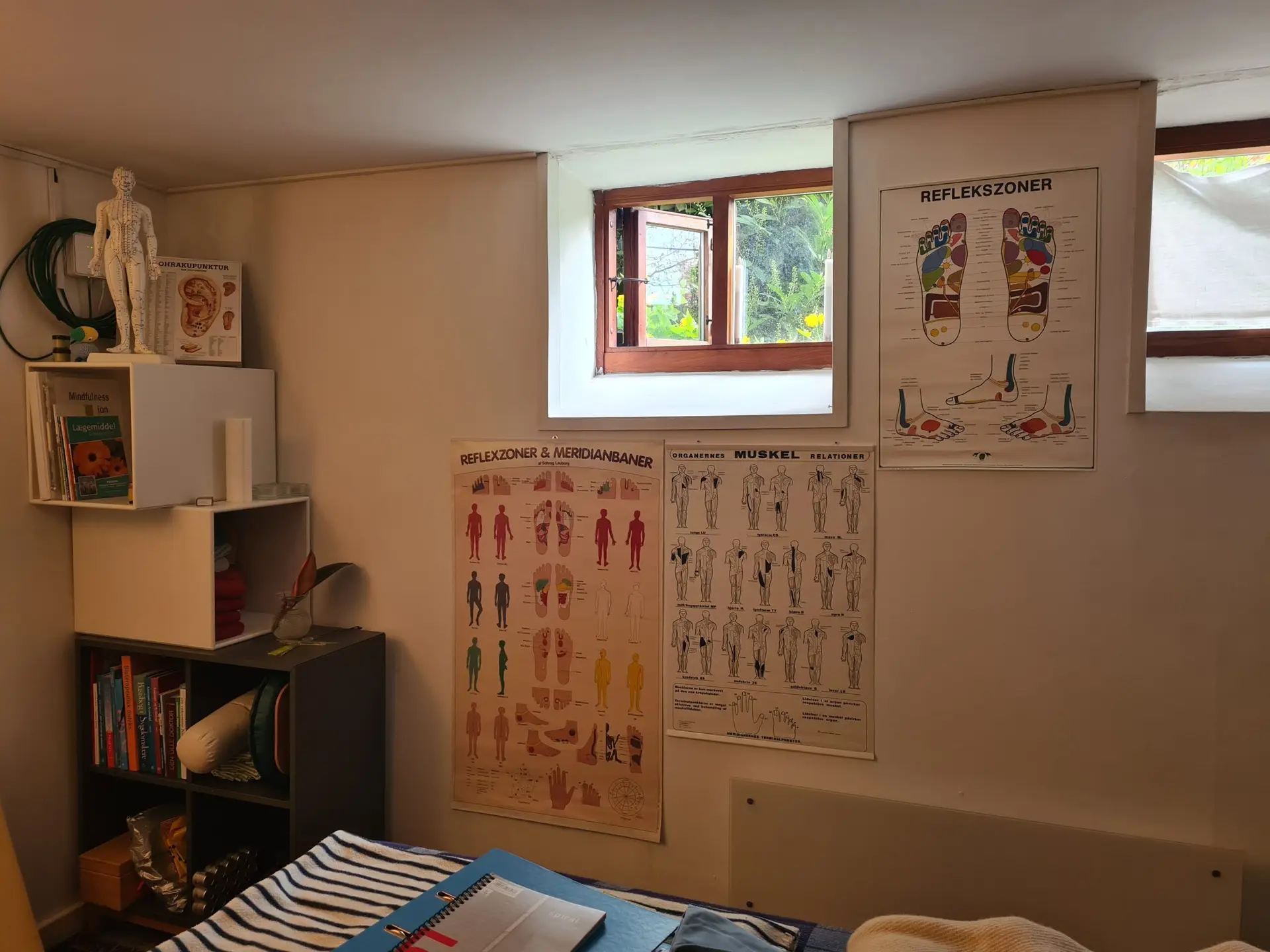 Zoneterapi-kort over fødderne i klinikken på Frederiksberg
